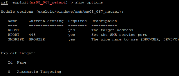 msfconsole Bir Modül kullanılacağı zaman use komutu kullanılır.