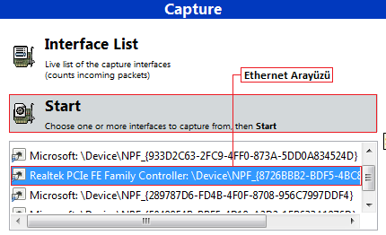 Şekil 1. Wireshark ta ağ arayüz seçimi 4. Ağ Paket Analiz Örnekleri 4.1. ARP (Adres Çözümleme Protokolü) Paket Analizi 4.1.1. ARP Nedir?