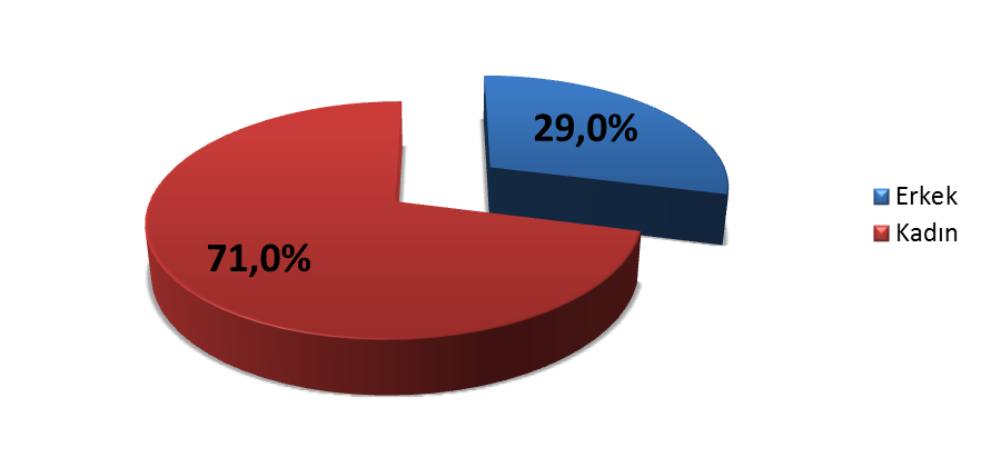 Ankete Katılan Kurum Personelinin Öğrenim Durumuna Göre Dağılım Oranı 50,00% 45,00% 40,00% 35,00% 30,00% 25,00% 20,00% 15,00% 10,00% 5,00% 0,00% 46,10% 38% 9,80% 4,40% 0,30% 1,40% Doktora Y.