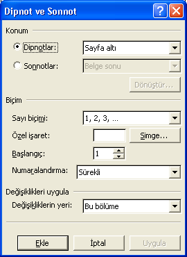 3.4.4 Simge ekleme Belge yazılırken kürsorün bulunduğu yere, klavyede olmayan bir simge eklemek için Ekle / Simge komutu verilir. 3.4.5 Açıklama ekleme Şekil 3.