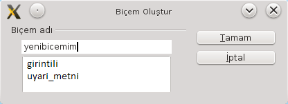 Resim 47: Seçimden yeni biçem oluşturmak Seçili metni, Biçemler ve Biçimlendirme penceresinine sürükleyerek de biçem olarak tanımlayabilirsiniz.