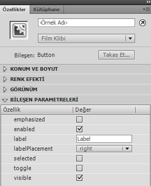 1.3. Bileşenlere Parametre Girme Bileşenler sahneye eklendikten sonra bu bileşene ait özellikler parametre eklenerek değiştirilebilir.