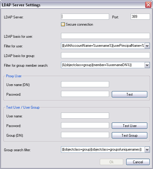 Bosch Video Management System Kullanıcı grupları sayfası tr 183 LDAP Sunucu Ayarları LDAP Sunucusu: LDAP sunucusunun adını yazın.