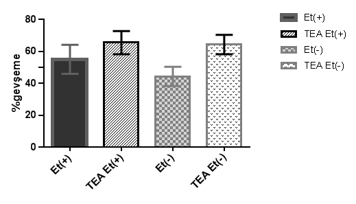PE indüklü kasılmalarda TEA inkübasyonu sonrası ALE yanıtları TEA inkübasyonu sonrası ALE etkisi Et (+) ve Et (-) damarlarda değerlendirilmiştir.