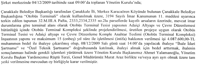 7. Kurulumuz kaydında bulunan ve hisse senetleri ĠMKB de iģlem görmeyen Büyük Ġstanbul Otobüs ĠĢletmeleri A.ġ. nin 04.12.2009 tarihli özel durum açıklaması aģağıdadır: 8.