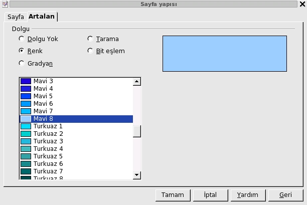 OpenOffice.org Impress ile Sunu Düzeni Oluşturulan sunu sayfalarında artalan renklerinin veya dolgularının değiştirilmesinin iki farklı yöntemi bulunmaktadır. 1. Stil listesini kullanmak 2.