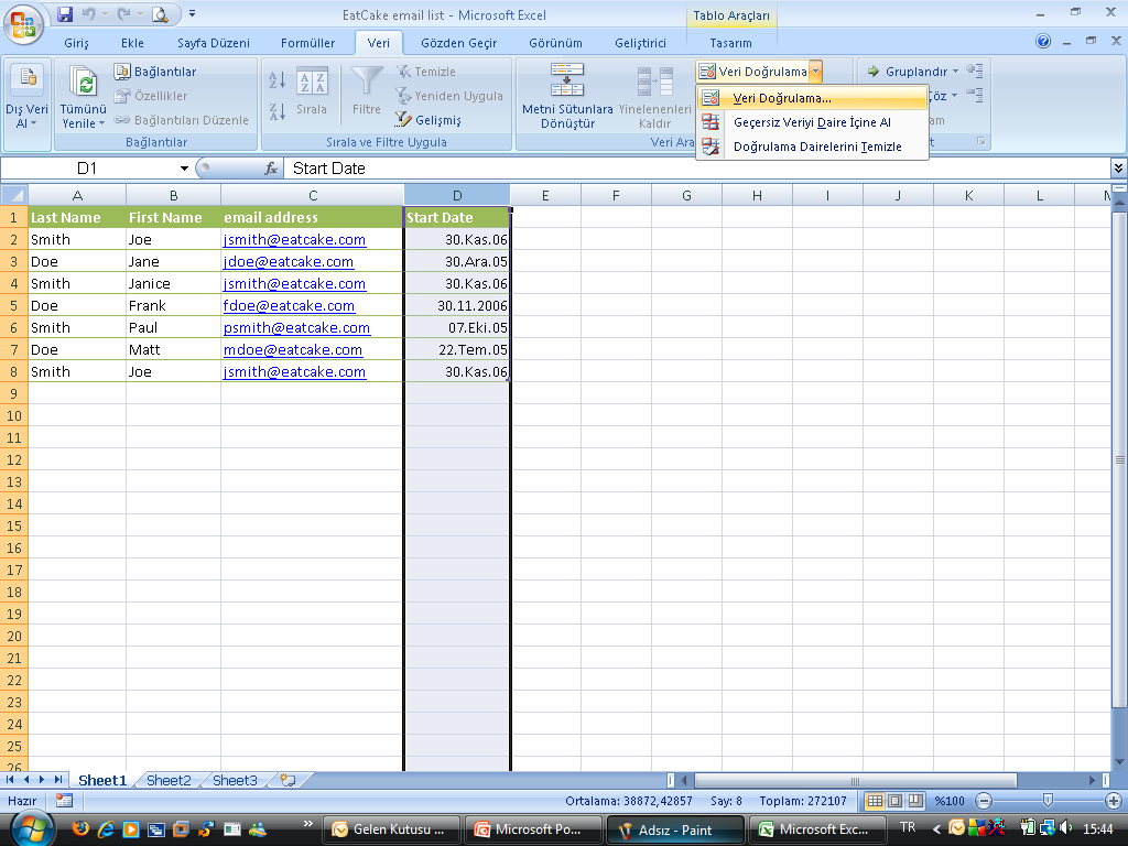Veri Doğrulama Excel de veriler üzerinde çalıştığımızdan dolayı bazen verilerin doğruluğunu denetlemek