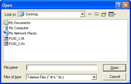 TLT Teleteks dosyası biçimi 4. Dosya adı girin ve Kaydet'i tıklatın. Teleteks Sayfasını Açma 1. Dosya menüsünden Aç seçin veya Ctrl+O'ya basın. 2.