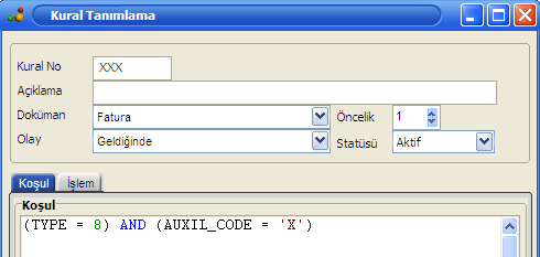 Sıra işlemin tanımlanmasına geliyr. Örneğimizde tmatik naya gönderilmesi istendiği için aşağıdaki gibi tanımlamamızı yapıyruz.