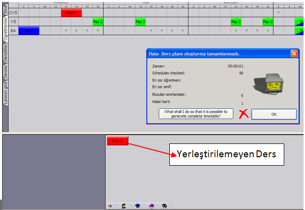 Bu ayarlamalar sonrasında ders programı yapılırken, istenmeyen dersliklere bu ders yerleştirilmeyecektir.