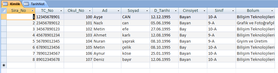 Veri Tabanı Organizasyonu Dersi Soruları 1. Aşağıdaki boşlukları doldurunuz. a. Bir kişiye veya ürüne ait detaylı verilerin bir düzen çerçevesinde saklandığı ortamlara.. denir. b. Veri tabanının ana nesneleridir.