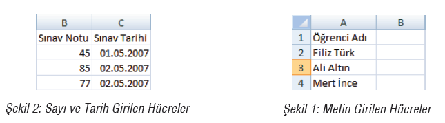 Temel İşlemler Excel de tarihleri yazarken gün, ay, yıl şeklinde bir sıra izlenir ve bunlar arasında ayraç olarak / işareti kullanılır.