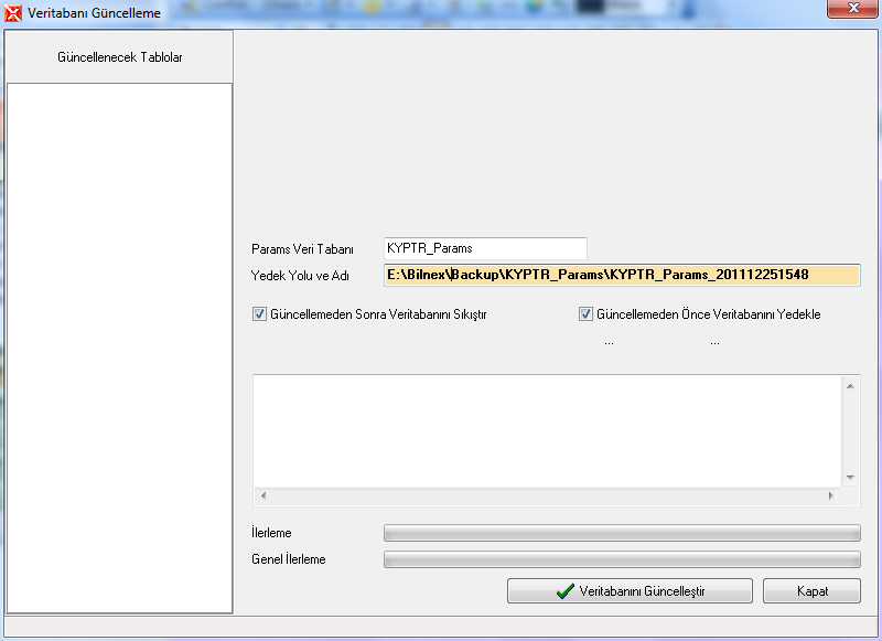 3. Veri Tabanı Güncelleme İşlemi; Güncel Bilnex programını da kurduktan sonra, son aşama olan Veri Tabanı Güncelleme işlemini yapmak gerekmektedir.