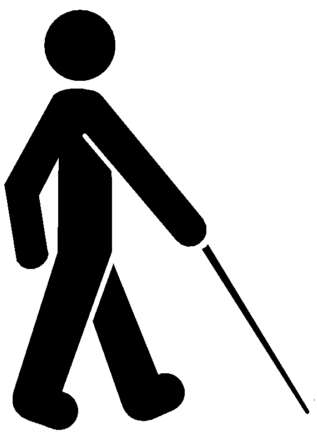4- Beyaz baston taşıyan, kolunda üzerinde üç siyah nokta olan sarı bant bulunan bir yayanın veya bir köpek yardımıyla yürüyen özürlü