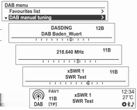 Radyo 79 Bir radyo istasyonunun elle ayarlanması Bir DAB istasyonunun elle ayarlanması (DAB-DAB açık/dab-fm açık) Otomatik DAB-FM bağlantısı seçeneğini etkin olarak kurduğunuzda, DAB servisinin