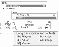 Audio Player (Çalar) 97 Ayrıntılı sınıflandırma öğesini seçmek için MENU-TUNE ayar düğmesini çevirin ve MENU-TUNE tuşuna basın.