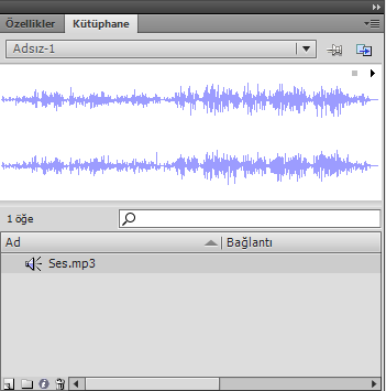 Resim 6.1: Kütüphaneye aktar penceresinden sesin aktarılması İçe aktarma işleminin tamamlanmasını bekleyin. Resim 6.2: Sesin içe aktarılması Kütüphaneye sesin yüklenip yüklenmediğini kontrol edin. 6.1.2. Animasyona Ses Ekleme Resim 6.