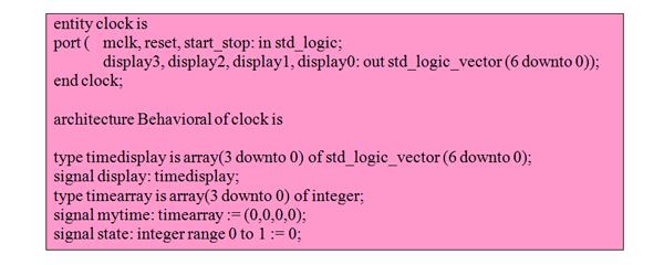 Bu tanımlamalara göre: display değişkeni 4x7 bir matris (her satırında 7 bitlik gösterge bilgisi var) mytime