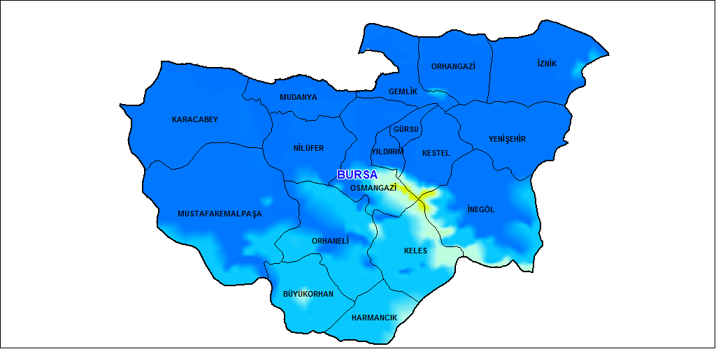 2.1 Gürsu Bursa GüneĢ Enerjisi Potansiyeli Bursa, Türkiye Meteoroloji Genel Müdürlüğü (MGM) tarafından sağlanmıģ iklim verilerine göre yılda m² baģına 1.418 kwh güneģ radyasyonu almaktadır.