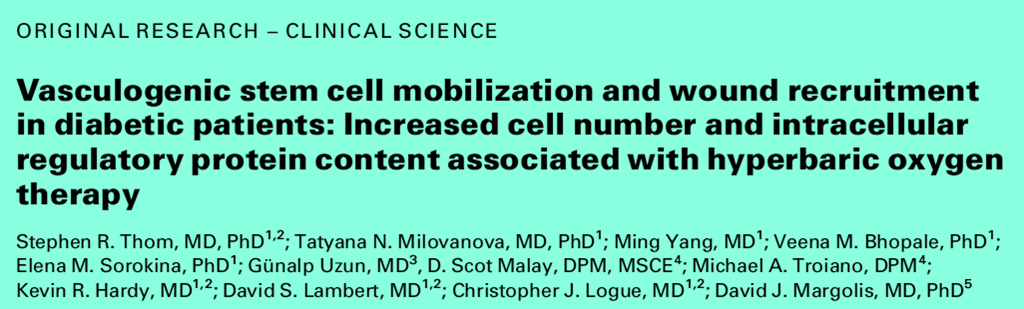 HBO & Büyüme faktörü; Hyperbaric oxygen stimulates vasculogenic properties of adipose derived stem cells in vivo.