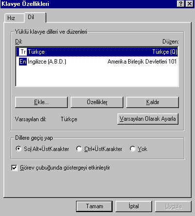 Dil Katmanı: Bu katman kulandığımız dilin klavyeye yansıtılması ile ilgilidir.