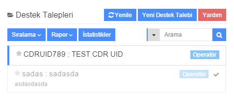 (Callcenter 1.12: Memnuniyet Anketi) Destek & Görev Gelen çağrılardan destek bildirimleri yaratıp kurumunuzdaki ilgili kişilere yönlendirebilirsiniz.