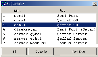 Kayıt işlemi bittikten sonra "OKU" tuşuna basılır. Yapılan kayıt kontrol edilir. Böylece, ETHERNET GATEWAY "Client" olarak ayarlanmıştır.