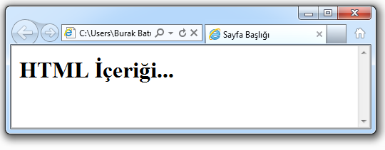 Bir HTML dosyasının, standart olarak etiketi ile başlayıp etiketi ile bitmesi gerekir. etiketinin içerisinde iki ana kısım bulunur. Bunlar ve kısımlarıdır.