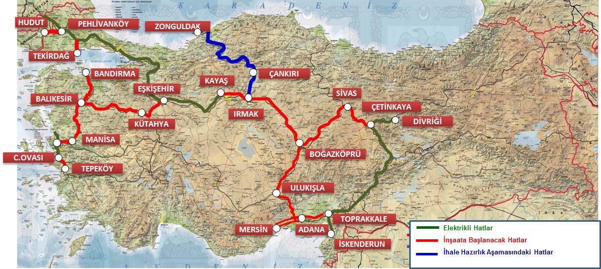 22 - ELEKTRİFİKASYON PROJELERİ PROJE ADI PROJE TUTARI 2012 ÖDENEĞİ (BİN TL) (BİN TL) Boğazköprü-Ulukışla-Adana-Mersin 259.022 57.000 Pehlivanköy-Uzunköprü-Hudut 3.000 3.