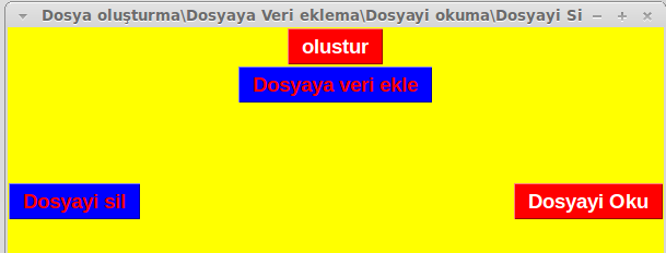 Düğmelerin pencere üstünde böyle alt altla görünmesini istemiyor olabilirsiniz.bunun için kodumuza şu eklemeleri yapmamız gerekiyor.