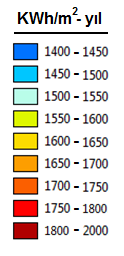 GEPA - Türkiye Güneş Enerjisi Potansiyeli Atlası 2008 yılında hazırlanmıştır. 1/100.