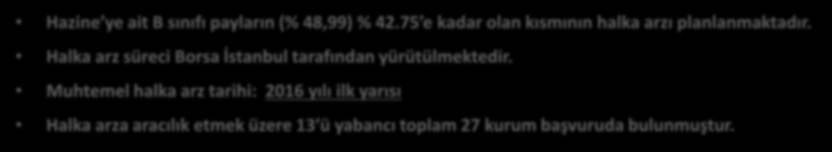 International Cooperation Strategy of Borsa İstanbul Borsa İstanbul un Halka Arzı % 36,60 % 9,40 % 49,00 Hazine NASDAQ OMX Borsa İstanbul Diğer % 5,00 Hazine ye ait B sınıfı payların (% 48,99) % 42.