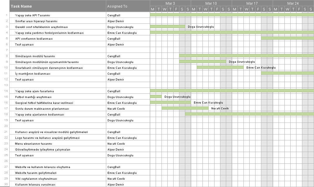 Şekil 19: Proje planı, Mart ayı