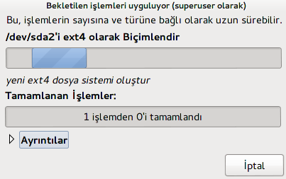 Resim 238: Biçimlendirme Yapılıyor Kurulum yapmak istediğiniz diskin üzerinde sağ tıklayıp "/" atanacak yeri (Bağlama noktası) seçin.