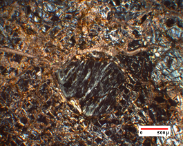 Piroksenlerin büyük bir kısmı, dilinimlerine paralel sönme göstermeleri ile ortopiroksen türündedir. Bu minerallerin de serpantinleşerek bastitleştikleri saptanmıştır (Şekil 6.6).