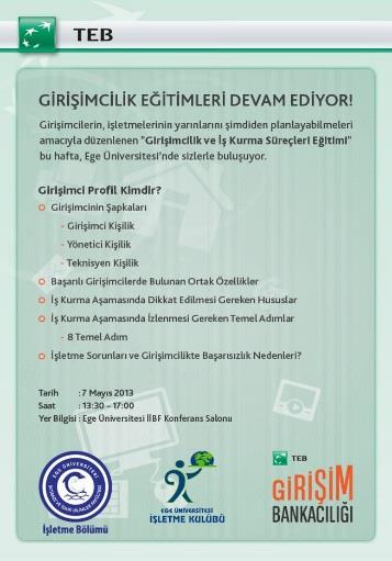 TÜSİAD - Bu Gençlikte İş Var - İş Planı Hazırlama Semineri - 30 Nisan Bu Gençlikte İş Var, TÜSİAD ın girişimleriyle ve üniversite öğrenci topluluklarının katkılarıyla organize edilen; öğrencilerin