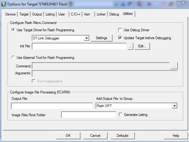 Debug Settings- Flash Download seçenekleri altından Add- STM32F4xx Flash seçilir (Şekil 3.