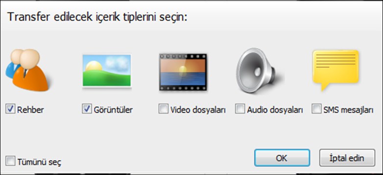 İki cep telefonu arasında içerik 1. Görev çubuğunda i tıklayın. 2. Üzerinden içerik kopyalamak istediğiniz telefonu Save&Go bağlantı kutusunun Kaynak portuna bağlayın.