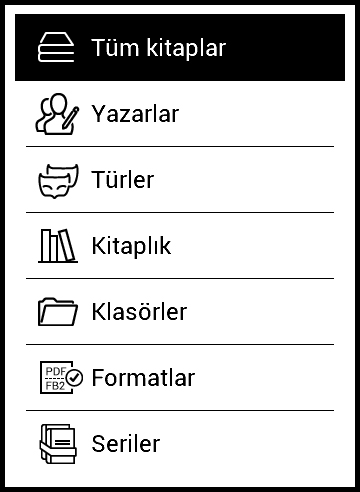 Kitap Okuma 44 Durum çubuğundaki işaret yükleme veya indirme işlemi sırasında hata oluşması durumunda, hata oluşan servisin karşısında 1. Gruplandırma kriterleri s i m g e s i belirecektir.