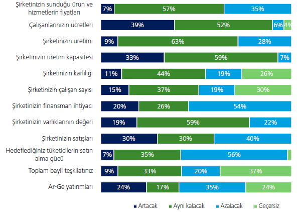 ŞEKİL 15: BİLİŞİM FİRMALARININ ÖNÜMÜZDEKİ 12 AY İÇİN BEKLENTİLERİ Kaynak: (Deloitte, 2009) Bilişim Meslek Standartları Ülkemizde bilişim sektörünün insan kaynağının en önemli problemi olduğu çeşitli