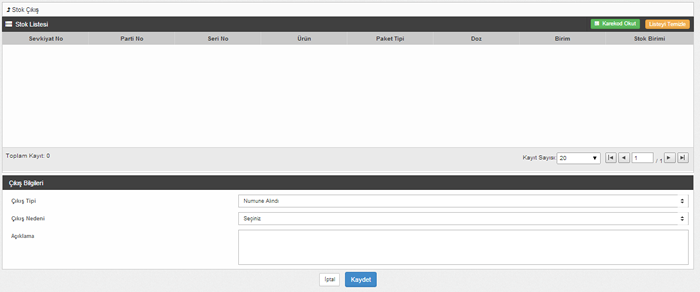 Daha sonra Stok Kabulü Yap butonuna basıldığında stok kabulü gerçekleştirilmiş olur.