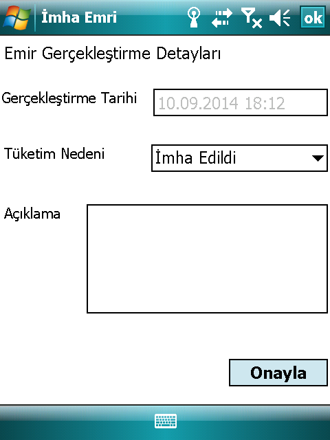 19.9. İmha Emri Ekranı İmha emirleri listelenir.