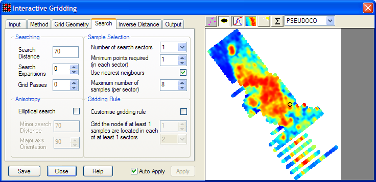 14. Uygun bir grid oluşturmak için Inverse Distance Weighting gridleme metodu parametrelerini giriniz.