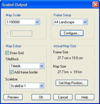 Alternatif olarak, kendiniz bir alan yaratabilirsiniz, alanı seçin ve otomatik olarak haritayı bu alana sığdırmak için Scaled Output u kullanın.