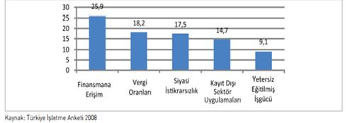 Ülkelere Göre Mali Tablolarını Dış Denetime Tabi Tutan Firmaların Oranı Türkiye deki şirketler kendi performanslarının önünde bazı dış engellerin bulunduğunu bildirmektedir.