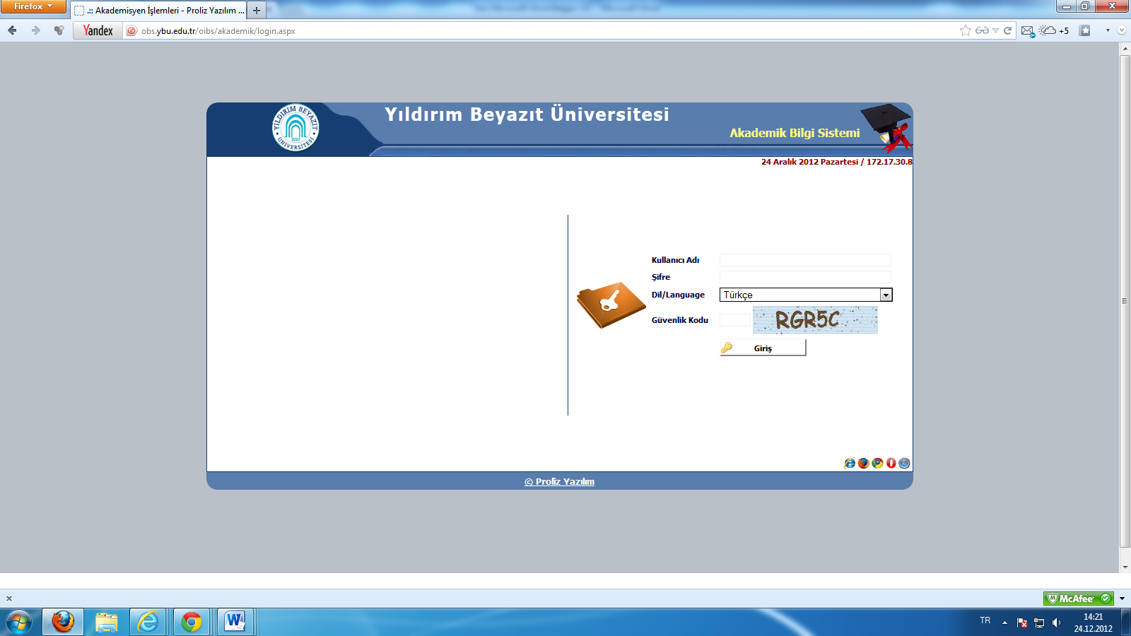 Akademik bilgi sistemi giriģ linki http://obs.ybu.edu.tr/oibs/akademik/login.aspx APPENDIX E: NOT GĠRME SĠSTEMĠ Kullanıcı adı kurum sicil numaranızdır.