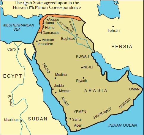 EK-4 Şerif Hüseyin ve McMahon un Mektuplarında Üzerinde Anlaşma Sağladıkları Arap Devleti nin Haritası