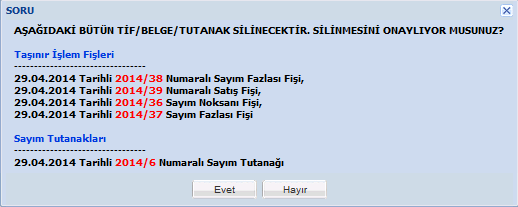 Açılan pencerede Evet butonuna basılır. Butona basıldığında İşleminiz Uzun Sürebilir. Lütfen Bekleyiniz uyarısı çıkar.