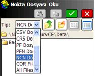 Sayfa30 Format P X Y Z D seçilir ve Seç butonuna tıklanır. Açılan pencerede Tip : NCN Dosyası seçilir.