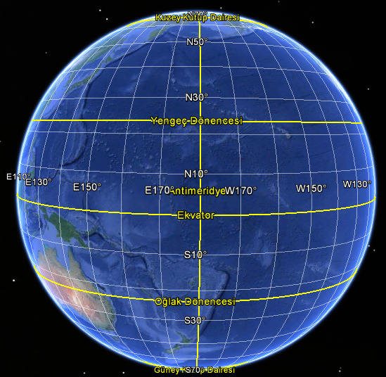 Coğrai Koordinat Sistemi Paralel ve Meridyenler Enlem-Boylam Ekvator; dünyayı iki eşit parçaya ayıran hayali bir çizidir. Aynı zamanda en büyük paralel dairesine verilen isimdir.
